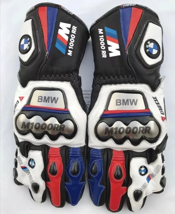 New BMW M1000RR Motorbike Racing Leather Gloves