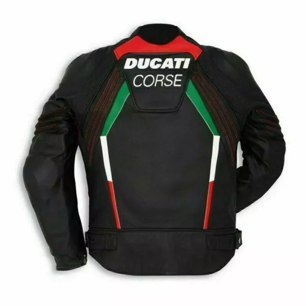 DUCATI Biker Motorcycle Mens Leather Jacket - Image 2