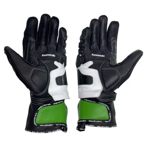 Kawasaki Ninja Motorbike Racing Leather Gloves 2024 - Image 2