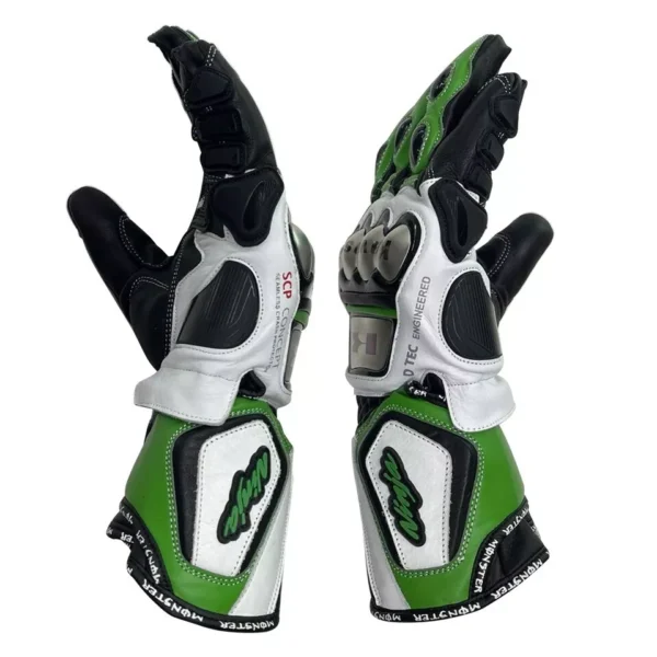 Kawasaki Ninja Motorbike Racing Leather Gloves 2024 - Image 4