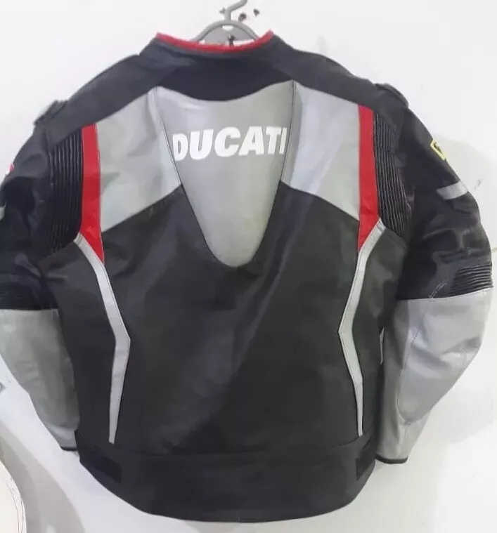 DUCATI Racing Motorcycle Biker Leather Jacket - Image 3